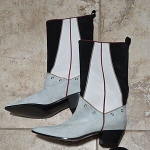 Longchamp Black and White Women's Boots